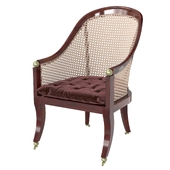 19th Century British Colonial Mahogany Barrel Back Cane Chair