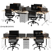 gray wood office set