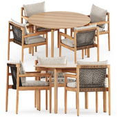 Saranac dining chair with arms by Gloster and Leaf table 443 by TON