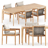 Saranac dining chair with arms and Lima dining table by Gloster