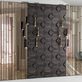 Decorative panel from the 3D Wall Panels collection by Orac Decor and FULCRUM CHANDELIER pendant lamp