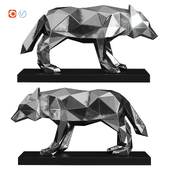 Полигональная скульптура волк