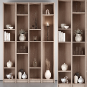 Rack - Shelf 01 - Wooden Shelves With Decorative Objects