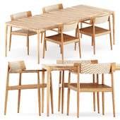 Archi Dining Chair With Arms and Lima dining table by Gloster