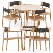 Archi Dining Chair With Arms by Gloster and Accent Dining Table by Materdesign