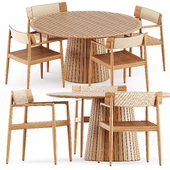 Archi Dining Chair With Arms and Whirl Teak Round Dining Table by Gloster