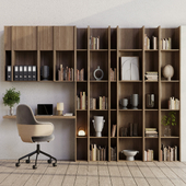 Workplace wooden Shelves Decorative With Plants and Book 19