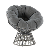 Papasan Patio Swivel Chair with Charcoal Cushion