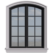 Arched aluminum facade window in a modern style.Exterior Street  Window .