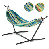 Outdoor hammock for 2 persons with a compact steel stand