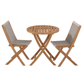 Outdoor bistro garden patio table and chairs CARRICK TABLE AND CHAIR SET - NATURAL