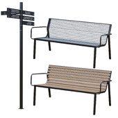 Park Benches, Urn and Direction Signs by mmcite