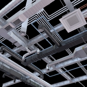 Set of ventilation systems and ceiling communications