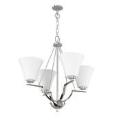 Bravo Collection Four-Light Brushed Nickel Etched Glass Modern Chandelier Light By Progress Lighting