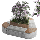 Concrete Flowerpot with Bench 04