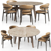 Oleandro leather chair and Abrey circular onyx table from Calligaris