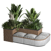 Concrete Flowerpot with Bench 05
