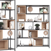Rack - Shelf 04 - Wooden Shelves With Decorative Objects