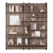 Rack - Shelf 06 - Minimal Wooden Shelves With Decorative Objects
