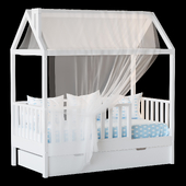 Childrens bed house Linn with board - Solid Beech 02