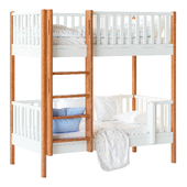Childrens bunk bed Torren entrance from the facade - Solid Beech