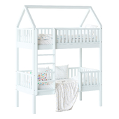 Childrens bunk bed Torren entrance from the facade - Solid Beech 02