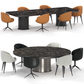 Dining group from the Minotti factory, a series of Brady tables, Raphael chairs