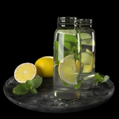 Lemonade with lemon and cucumber