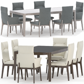 Dining group from the Natuzzi factory, a series of tables New Saturno, chairs Sovrana