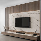 TV Wall Stone and Wood - Set 97