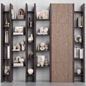 Rack - Shelf 08 - Wooden Shelves With Decorative Objects and Books - Bookcases