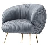 Souffle Chair in Ruched Steel Grey Leather
