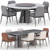 Dining group from the Ceppi factory, a series of Geo tables, Gaia chairs