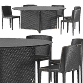 VERSACE HOME V Marble Round Dining Table and chair