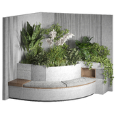 Concrete Flowerpot with Bench 06