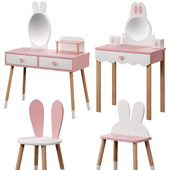 Costzon Kids Vanity Set with Mirror and chair