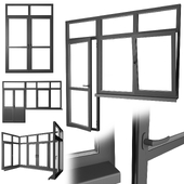 Набор черных оконных стеклопакетов для лоджии и балкона