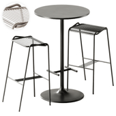 Casual Round High table by Bene and LeTube Bar 2 Stool by Artu