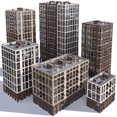 Set of multi-story buildings