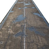 Старая мокрая асфальтовая дорога - 35 метров