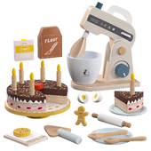 Wooden Birthday Party set with Play Food Stand Mixer