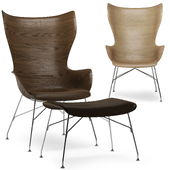 armchair K/Wood + Leather seat (Kartell) by Philippe Starck
