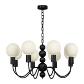 Modern Black Globe Chandelier White Glass Shades Adjustable Hanging Length