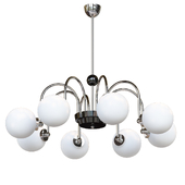 Modern Chrome Chandelier with White Glass Shade and Adjustable Hanging Length