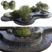 Landscaping Figure with Plants Waterfalls and Fish 1