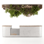 Coffee Reception Desk With Plants Set01