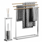 Yamazaki Standing Bath Towel Hanger, Toilet Paper Stand & Tray