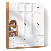 Wooden Kids Armoire with Shelves, Drawers, and Clothing Rod