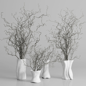 decorative branch with concrete dirty vase - bouquet set 43