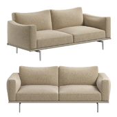 2-seater sofa Happy Jack 5678281 Leather SC 32 Caolino Fabric Linaire Ocre 146802 from Poltrona Frau